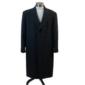 Andrew Fezza Cashmere Blend Long Black Overcoat S 44